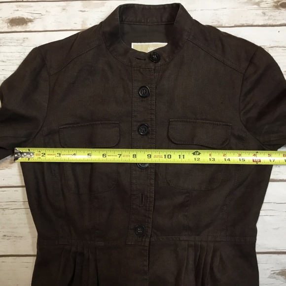 Chocolate Brown Linen Jacket with Mandarin Collar - Picture 6 of 8